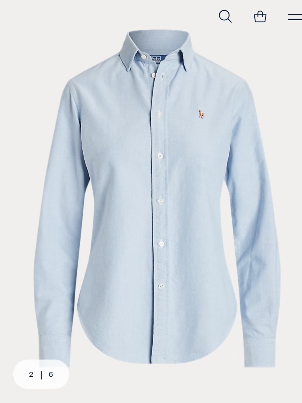 Ralph Lauren Blue Slim Fit Oxford Shirt - Picture 2 of 12